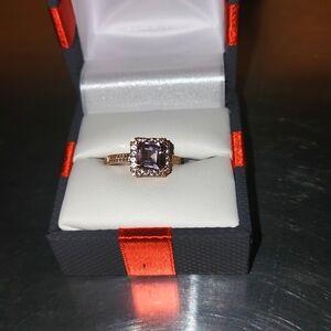 Champagne Sapphire 14K Rose Gold Over Silver Cocktail Ring